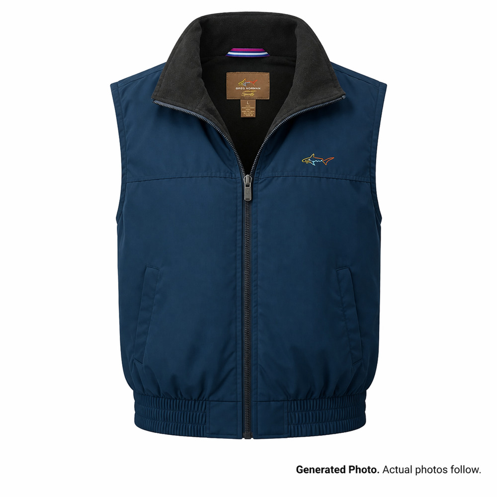 Golf Full Zip Vest Fleece Lined Mens Layering Spring Season Large Greg Norman